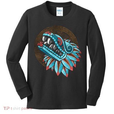 Quetzalcoatl Aztec Feathered Serpent Mayan Inca Toltec Kids Long Sleeve Shirt
