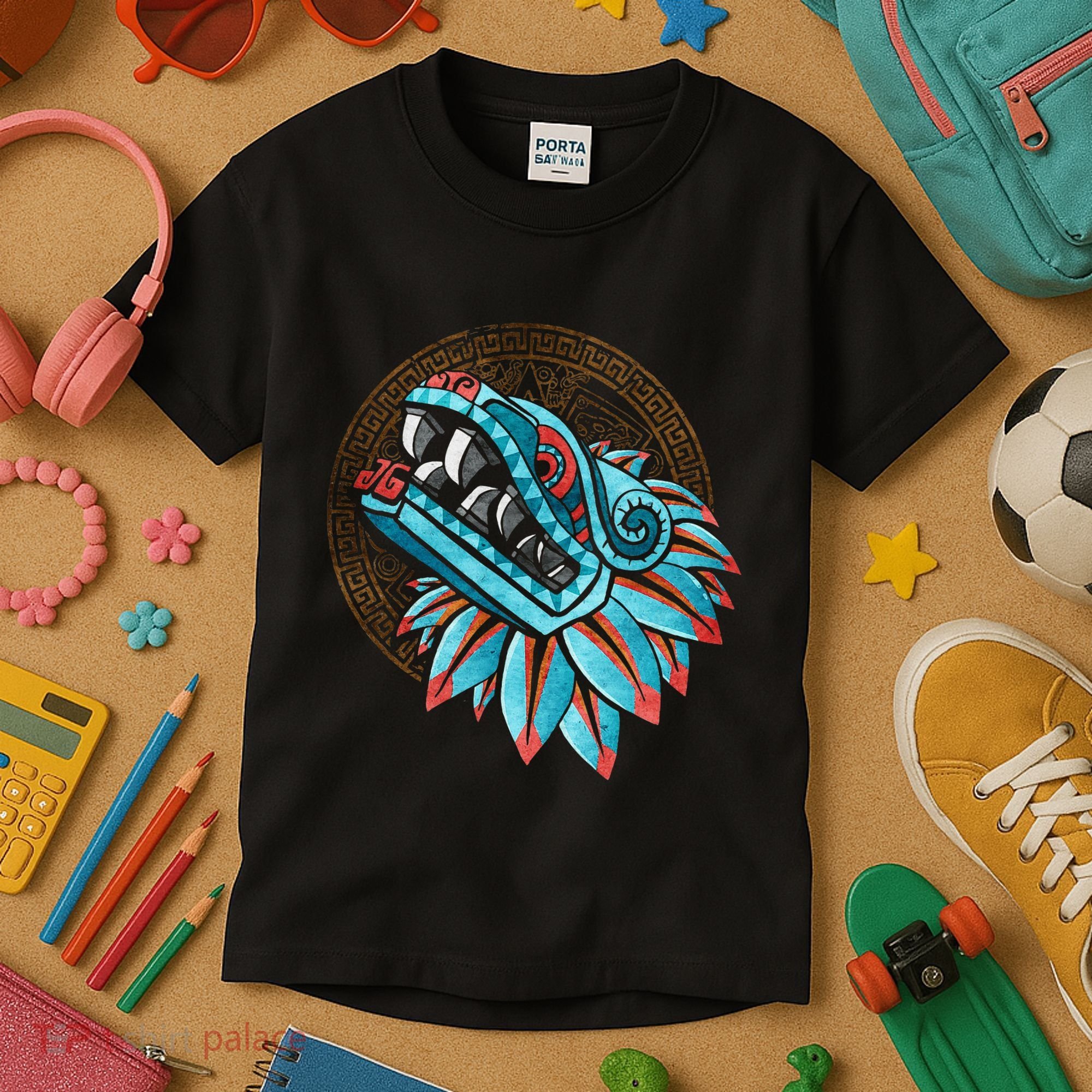 Quetzalcoatl Aztec Feathered Serpent Mayan Inca Toltec Kids T-Shirt