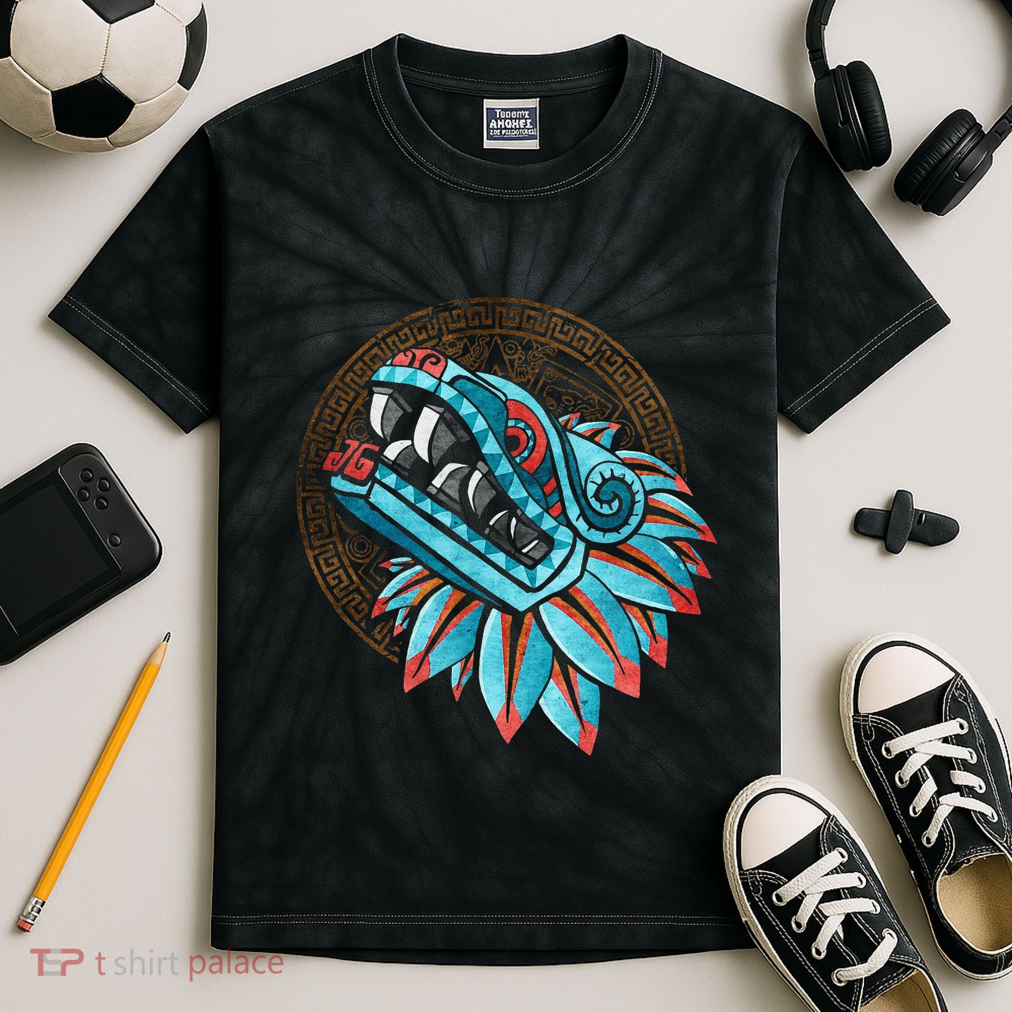 Quetzalcoatl Aztec Feathered Serpent Mayan Inca Toltec Kids Tie-Dye T-Shirt