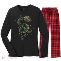 Quetzalcoatl Aztec Feathered Serpent Mayan Inca Toltec Women's Long Sleeve Flannel Pajama Set  thumb 0