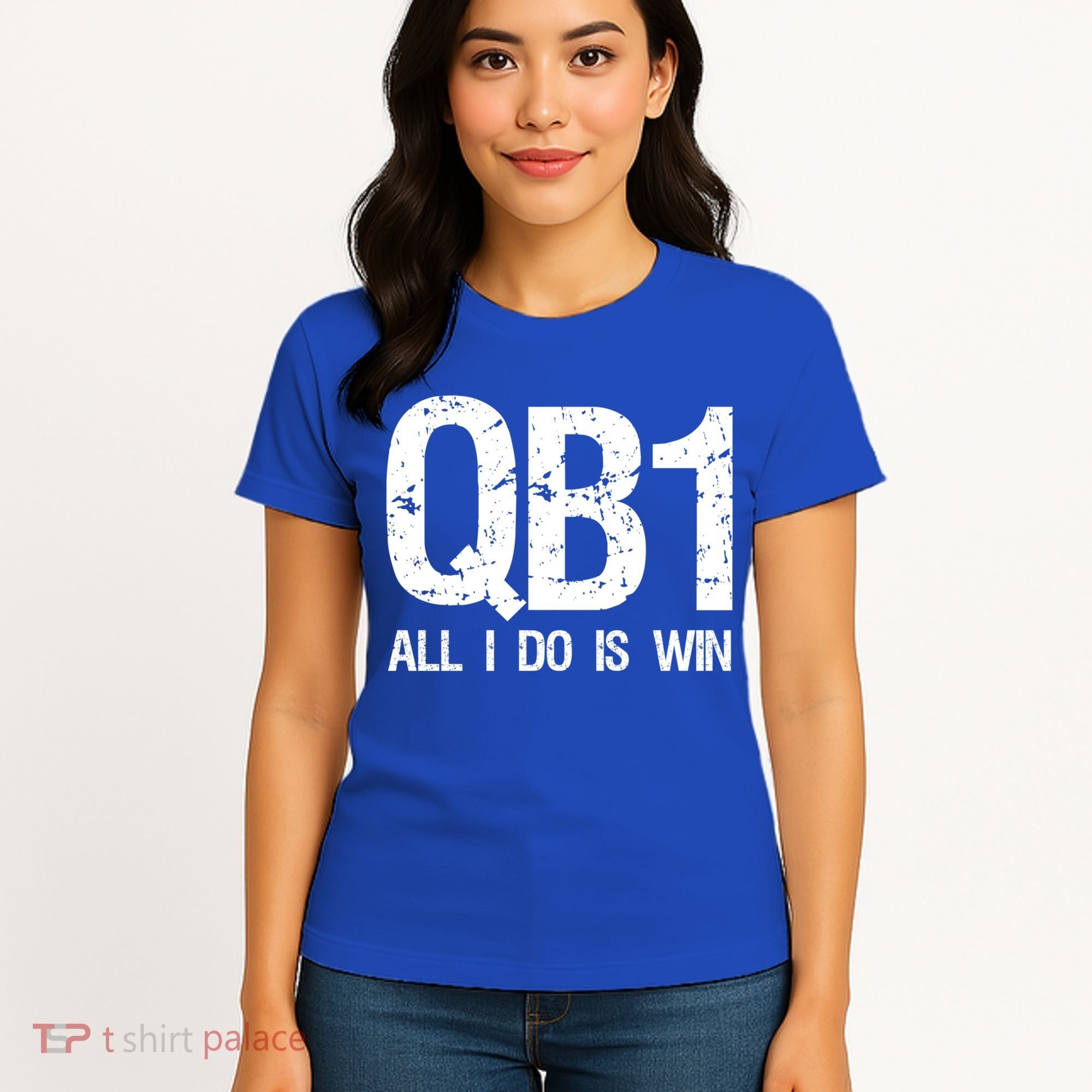 Qb1 All I Do Is Win Football Starting Quarterback Gift Women's T-Shirt
