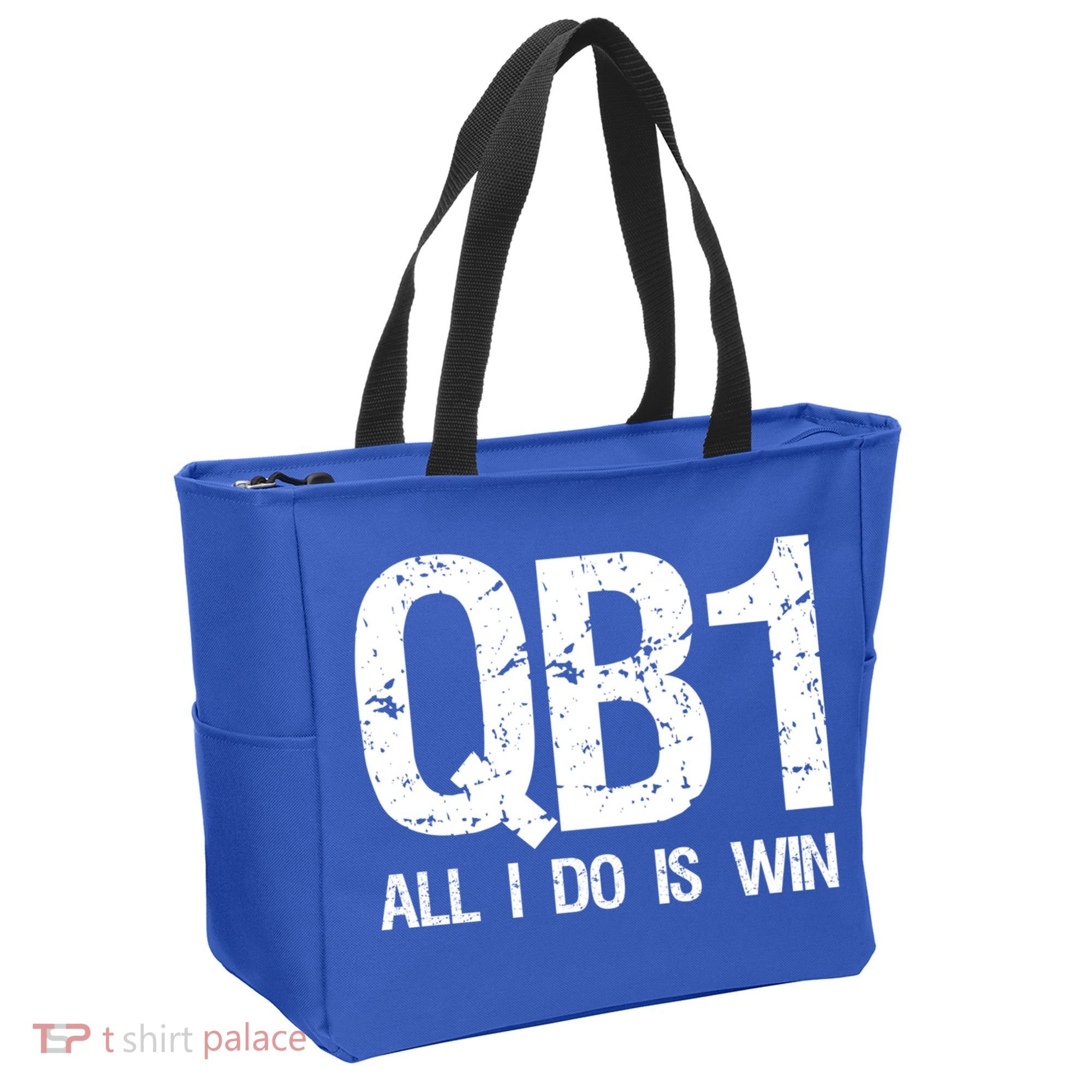 Qb1 All I Do Is Win Football Starting Quarterback Gift Tote Bag
