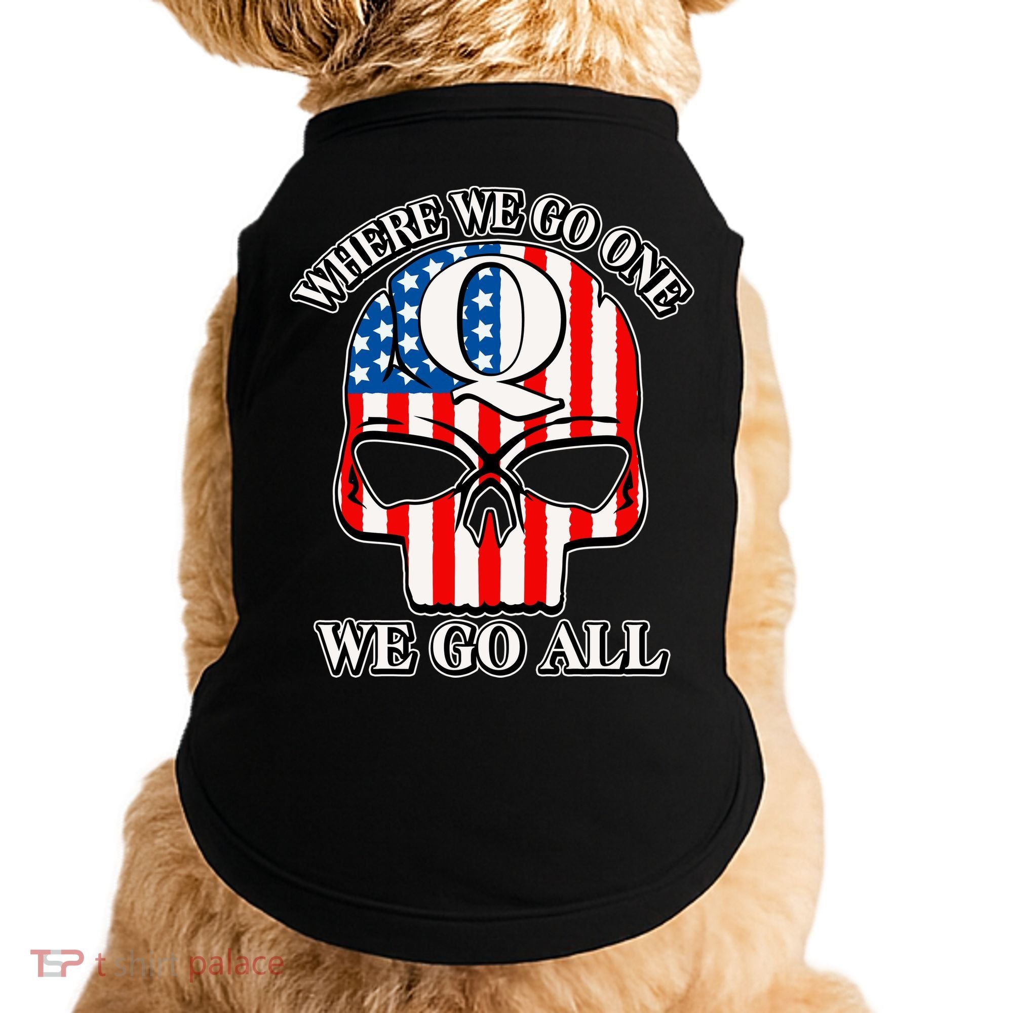 QAnon American Flag Skull Doggie Tank