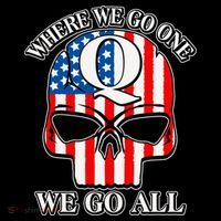 QAnon American Flag Skull USA-Made Doggie Bandana thumb 2