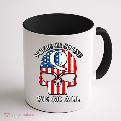 QAnon American Flag Skull Coffee Mug back
