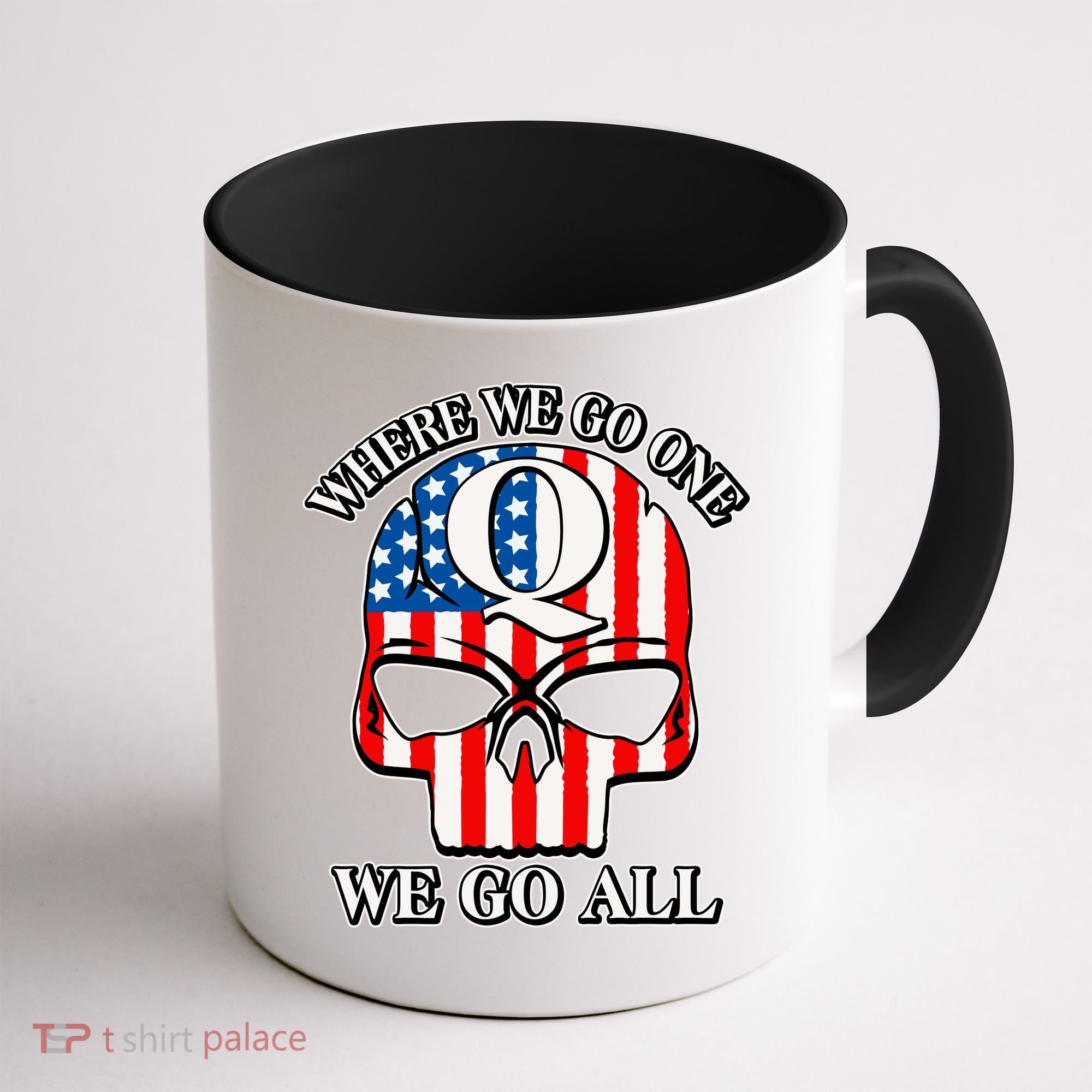 QAnon American Flag Skull Coffee Mug