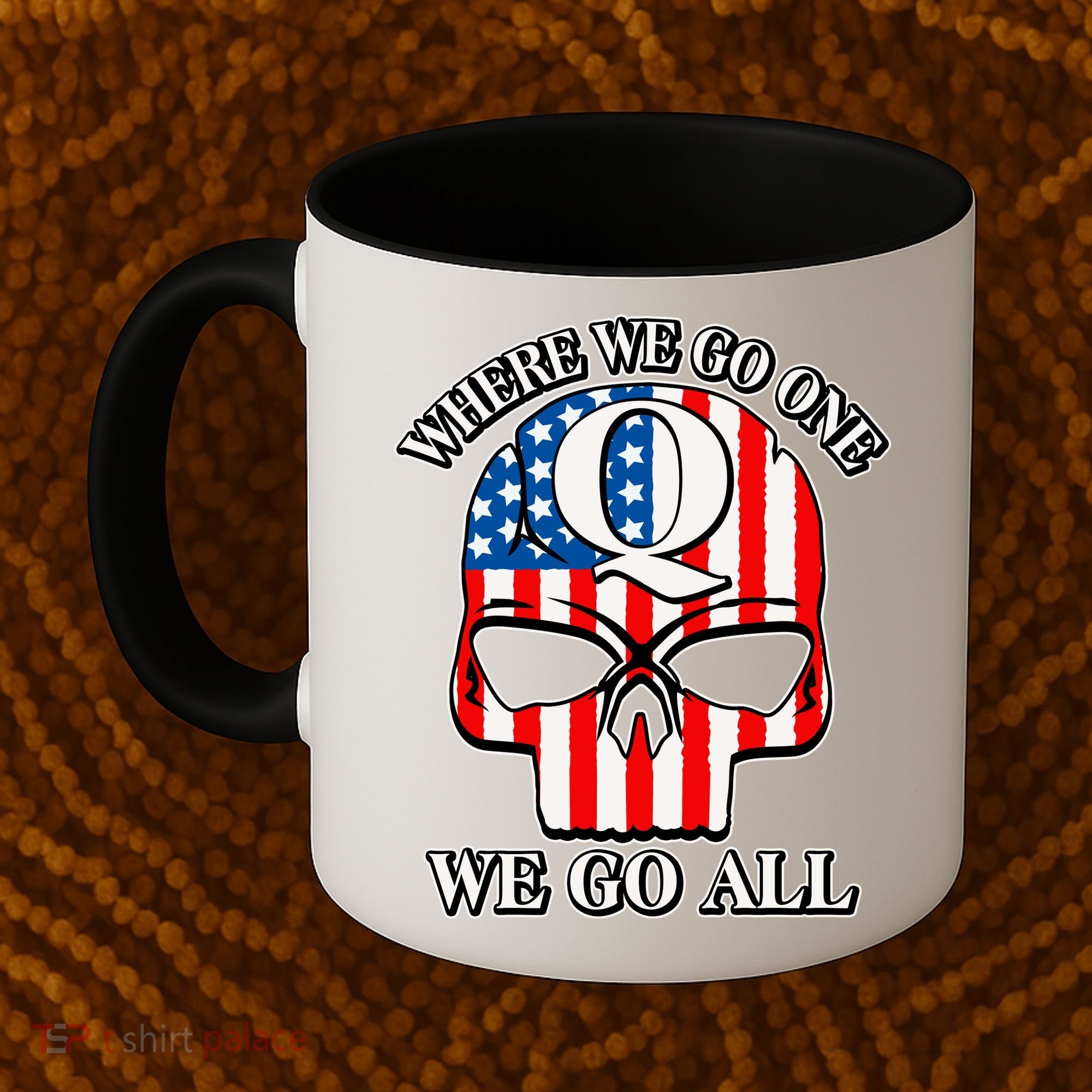 QAnon American Flag Skull Coffee Mug