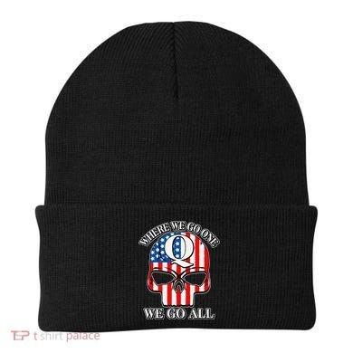 QAnon American Flag Skull Beanie