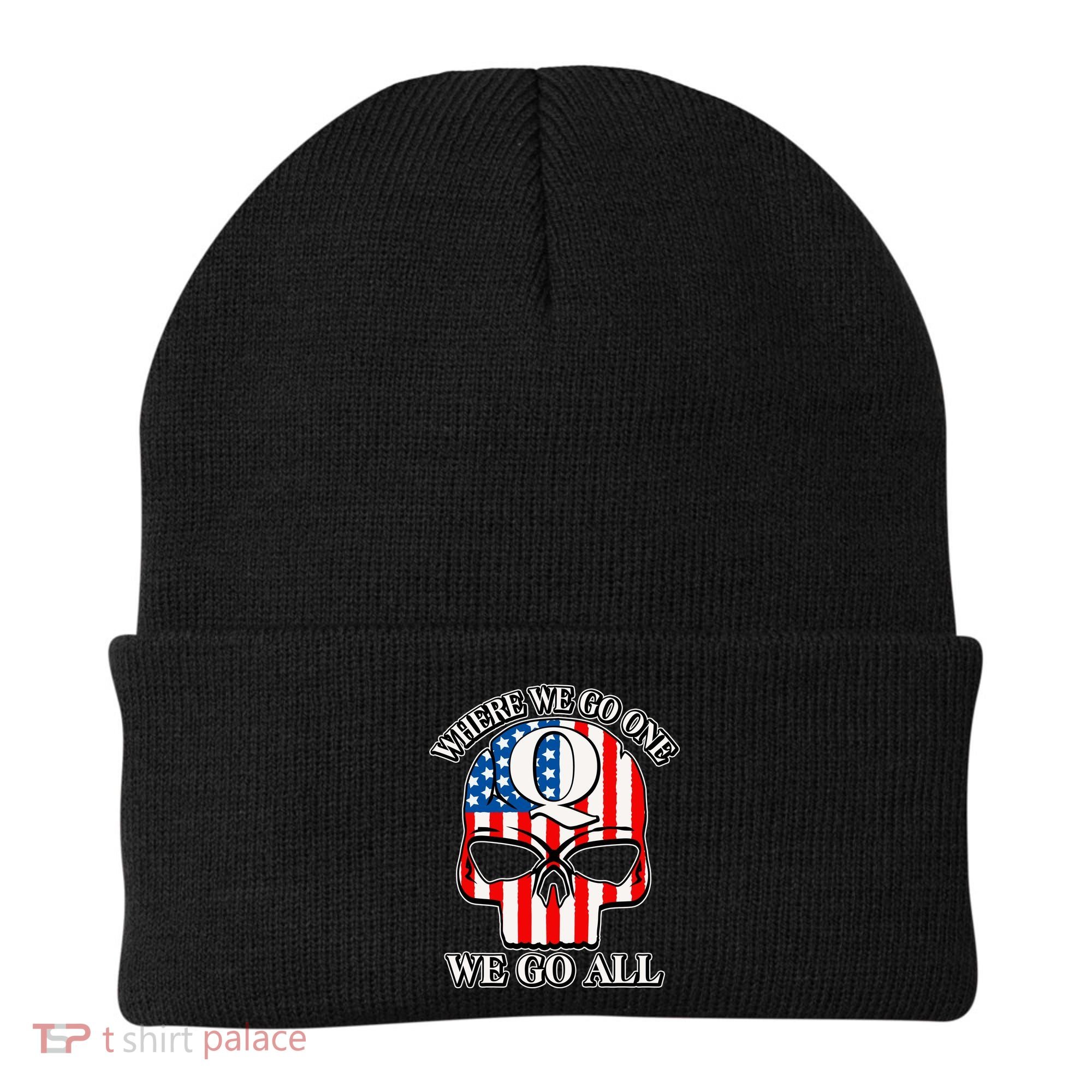 QAnon American Flag Skull Beanie