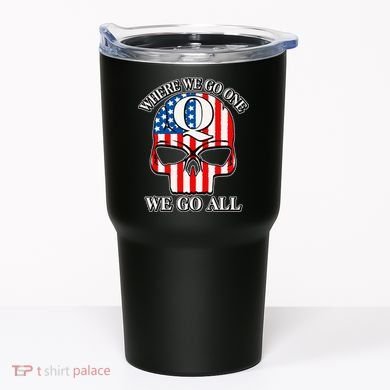 QAnon American Flag Skull Tumbler
