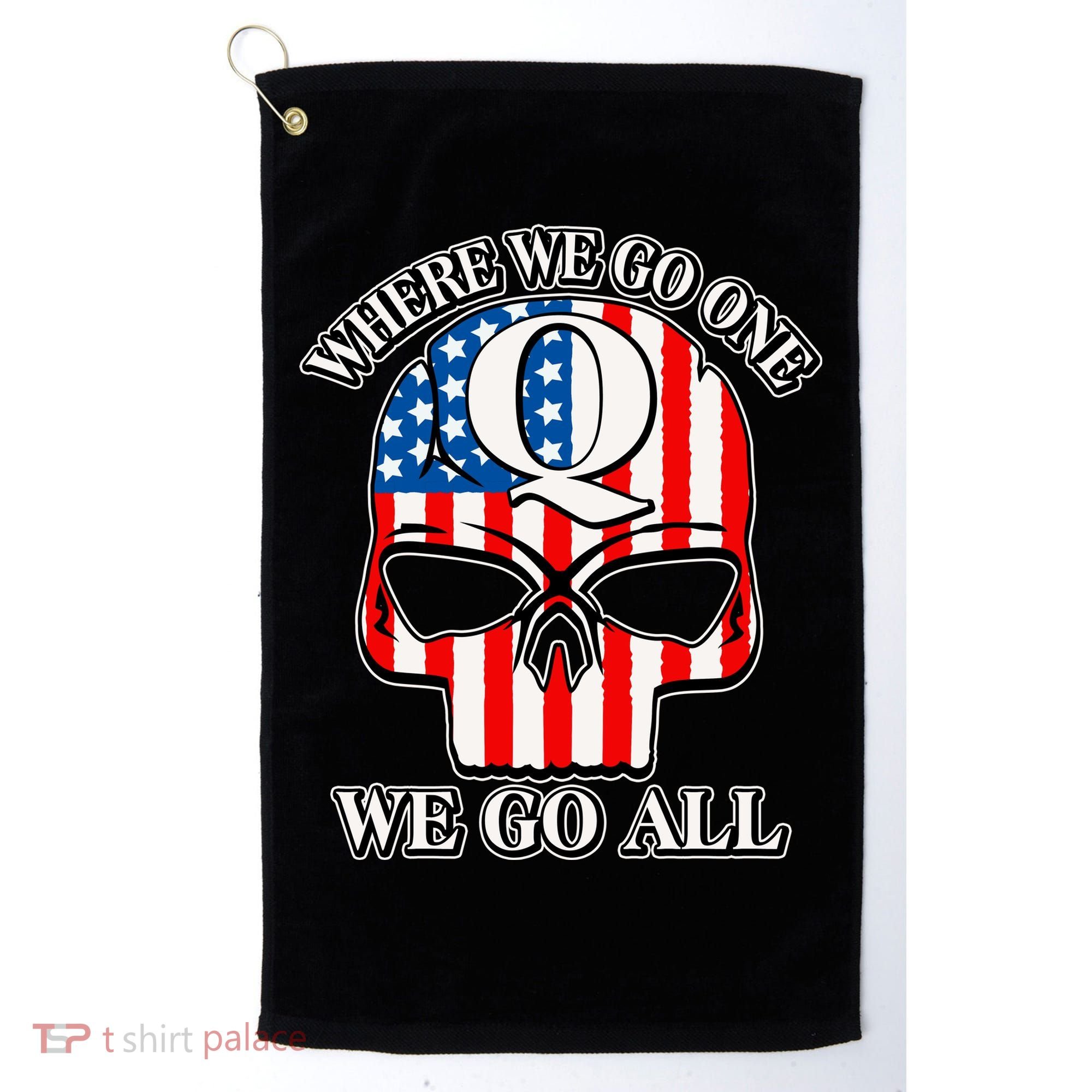 QAnon American Flag Skull Golf Towel