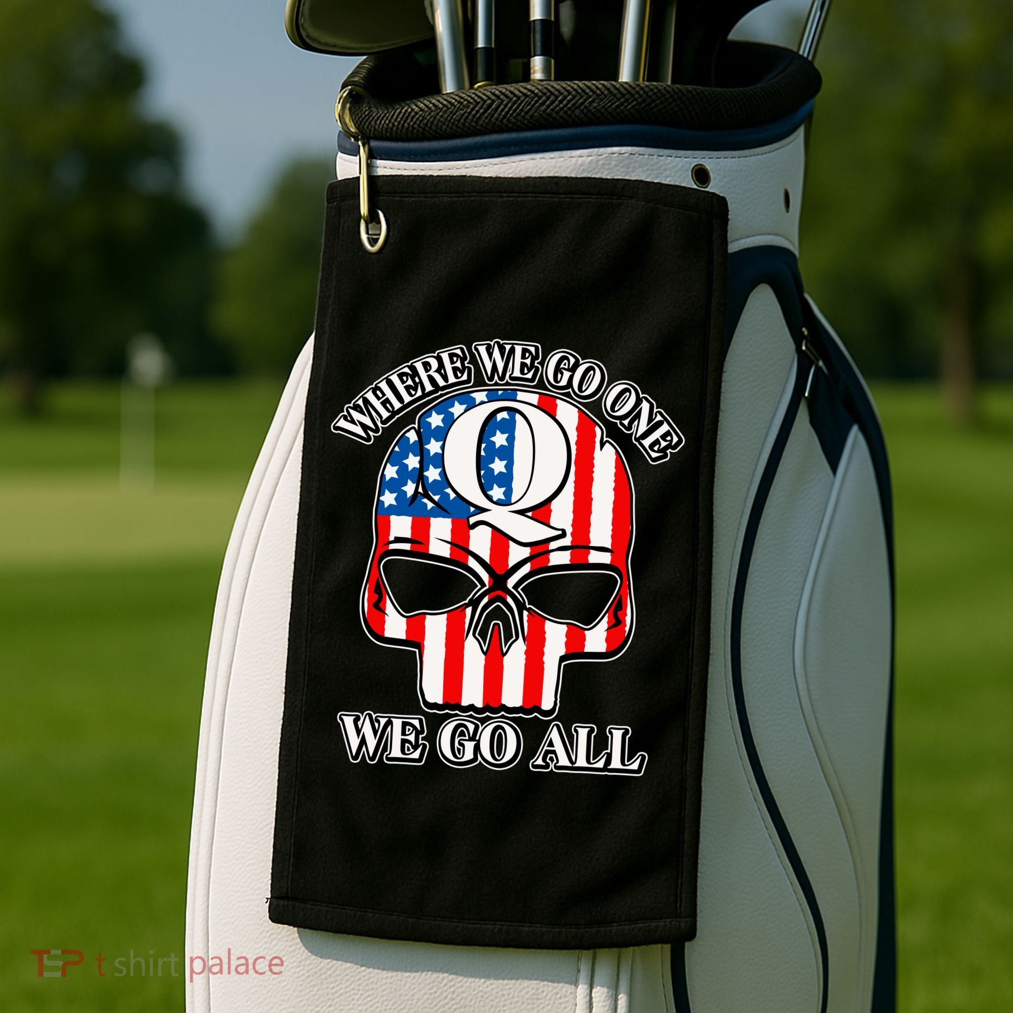 QAnon American Flag Skull Golf Towel