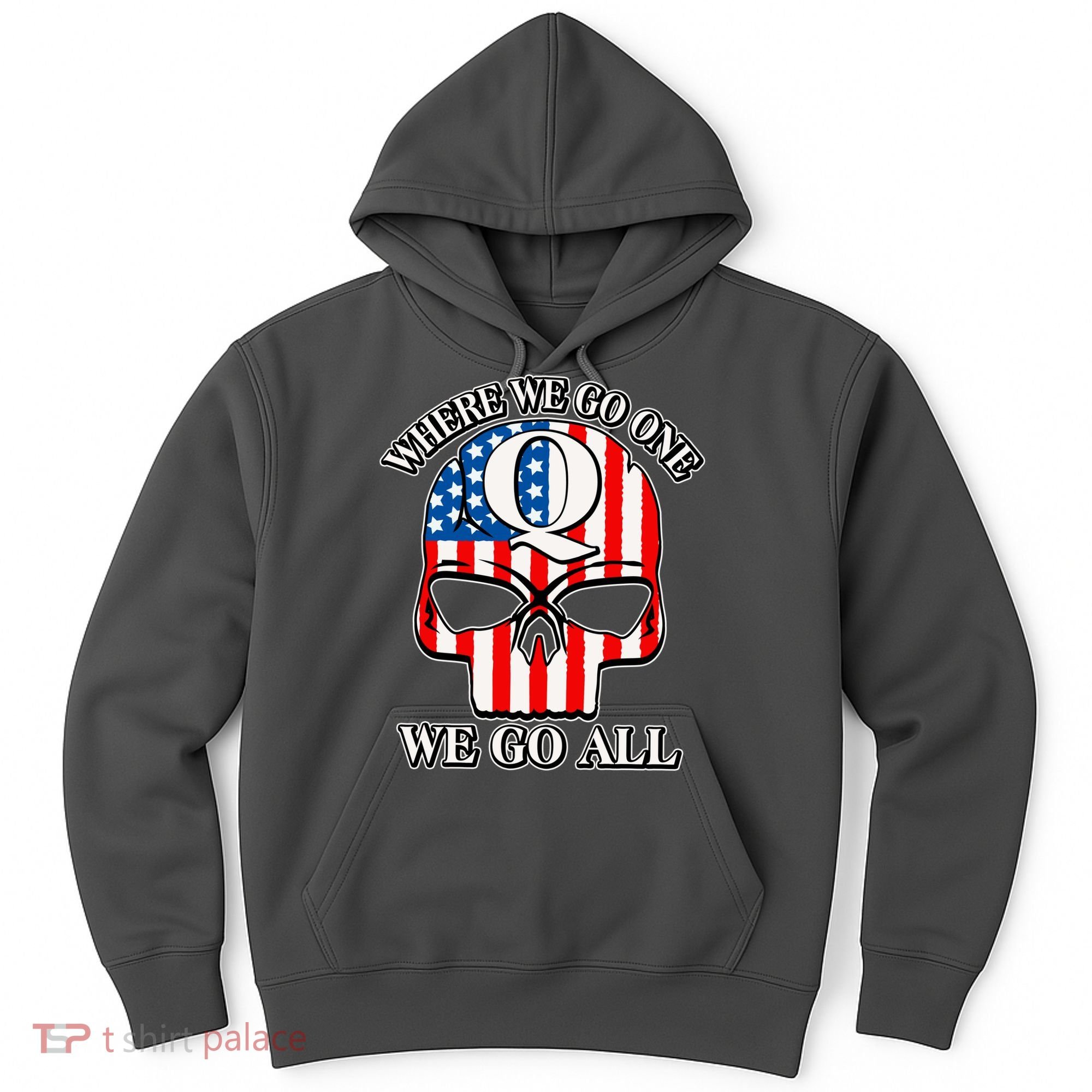 QAnon American Flag Skull Hoodie