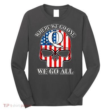 QAnon American Flag Skull Long Sleeve Shirt