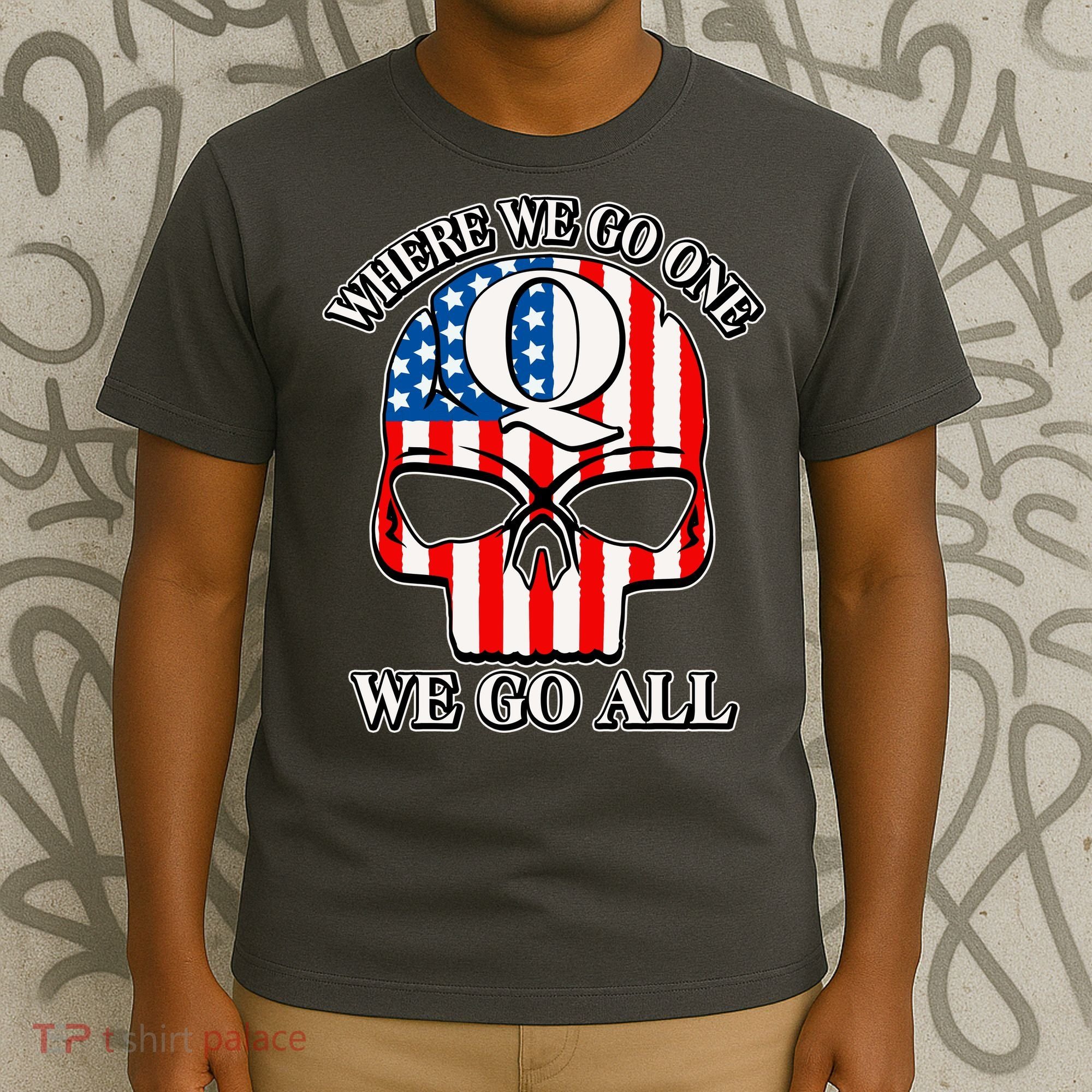 QAnon American Flag Skull T-Shirt