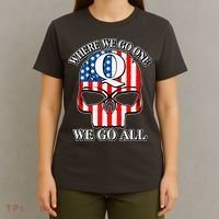 QAnon American Flag Skull T-Shirt thumb 4