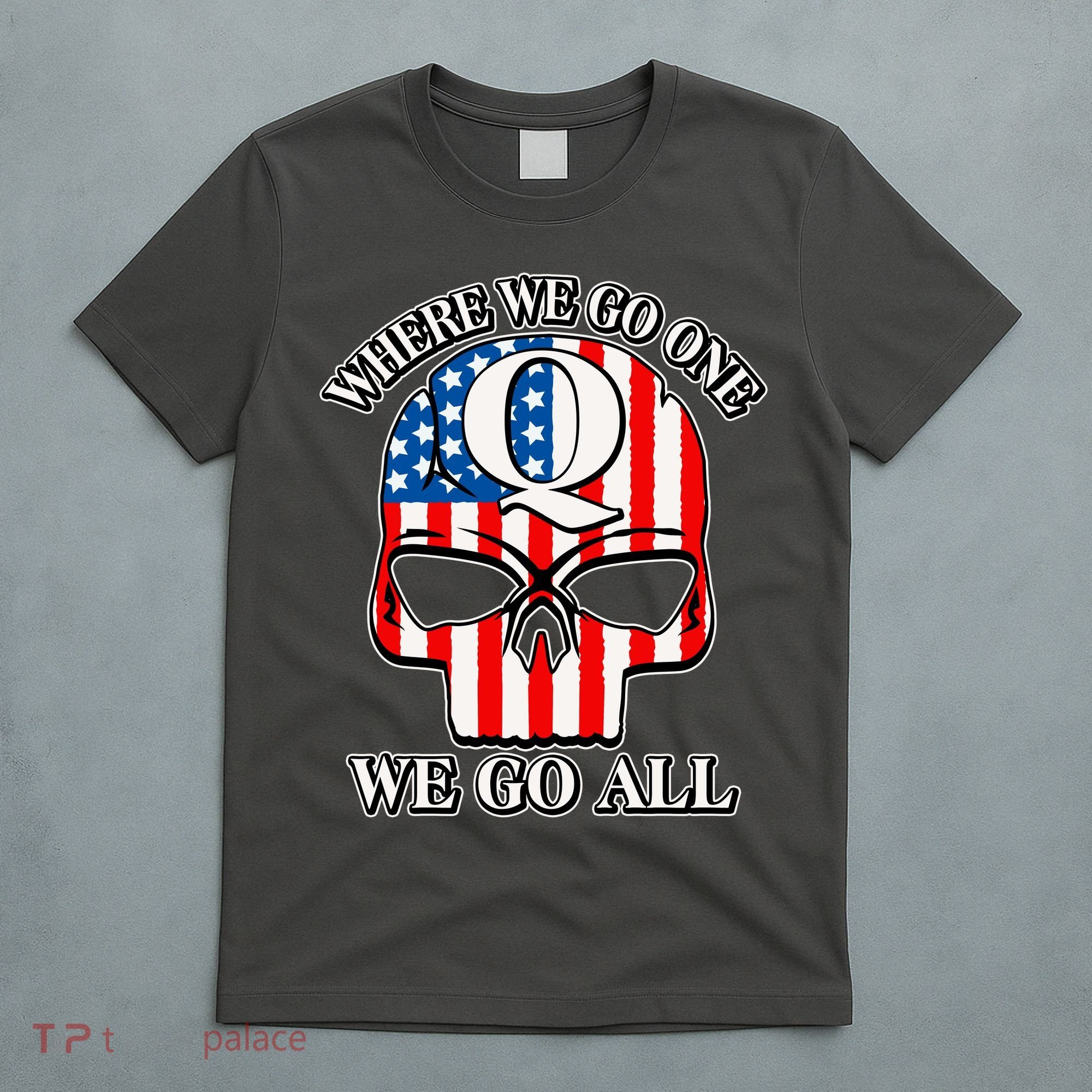 QAnon American Flag Skull T-Shirt