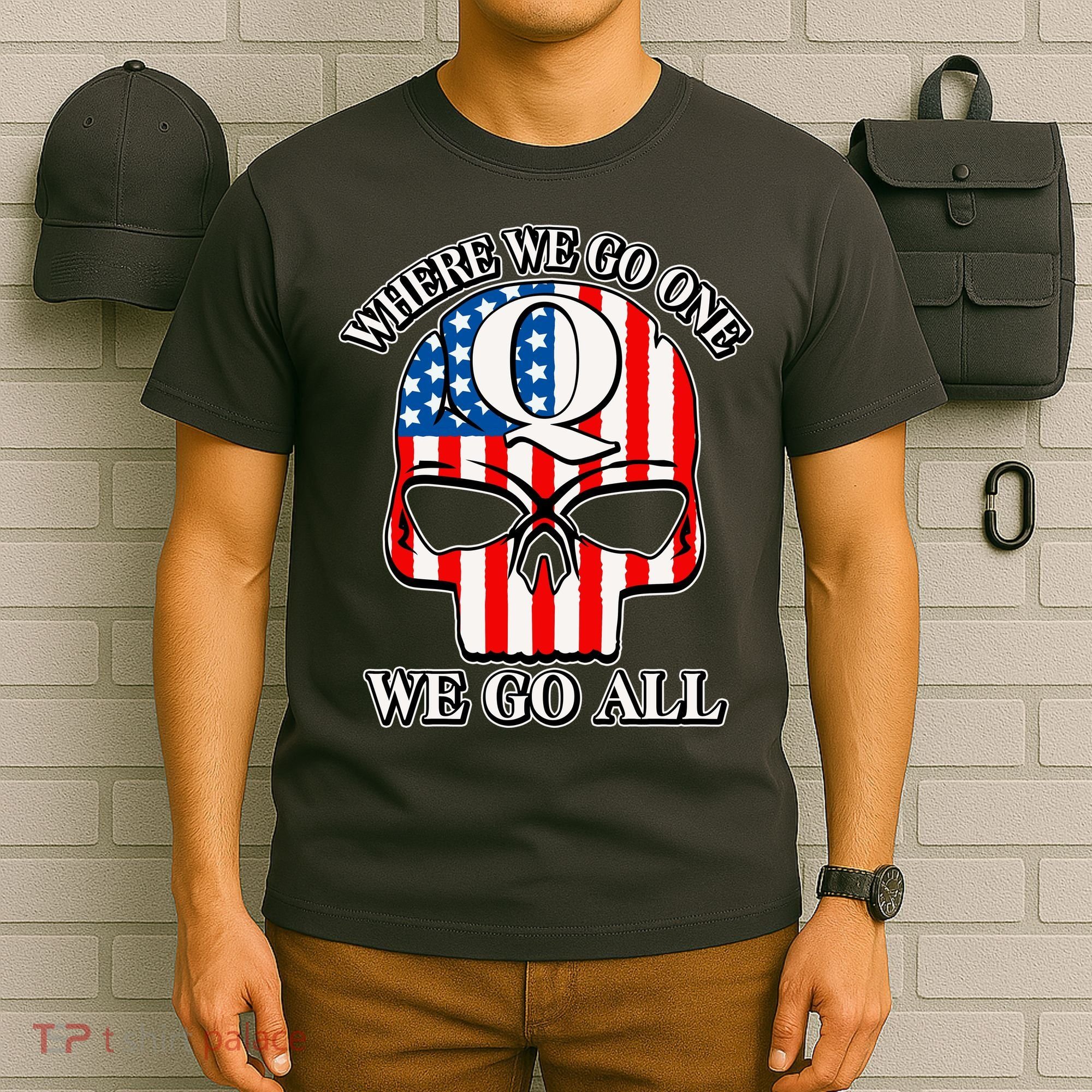 QAnon American Flag Skull T-Shirt
