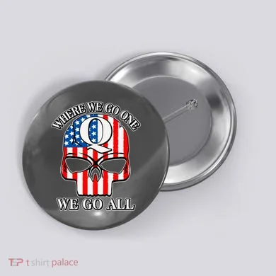 QAnon American Flag Skull Button