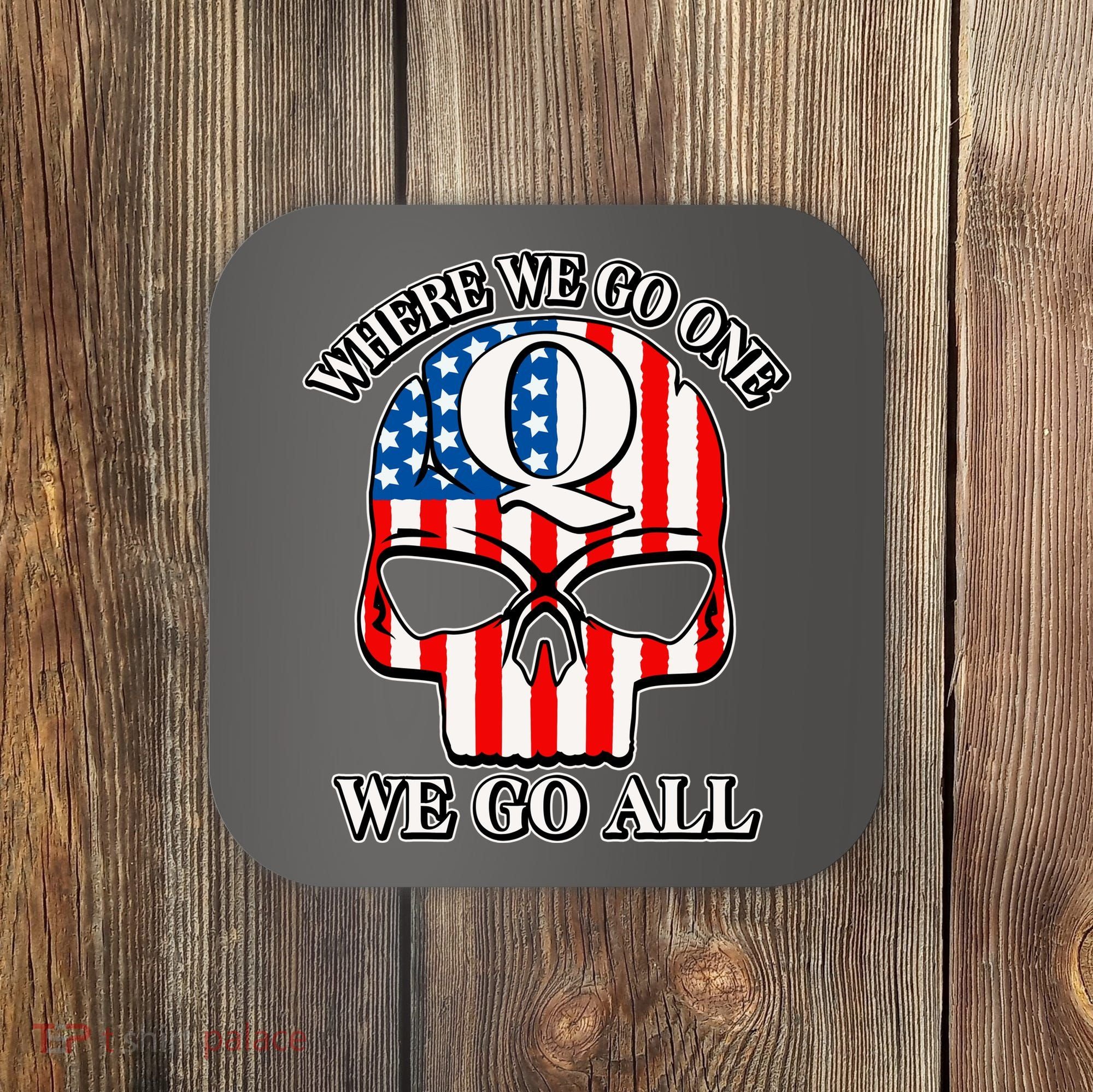 QAnon American Flag Skull Coaster