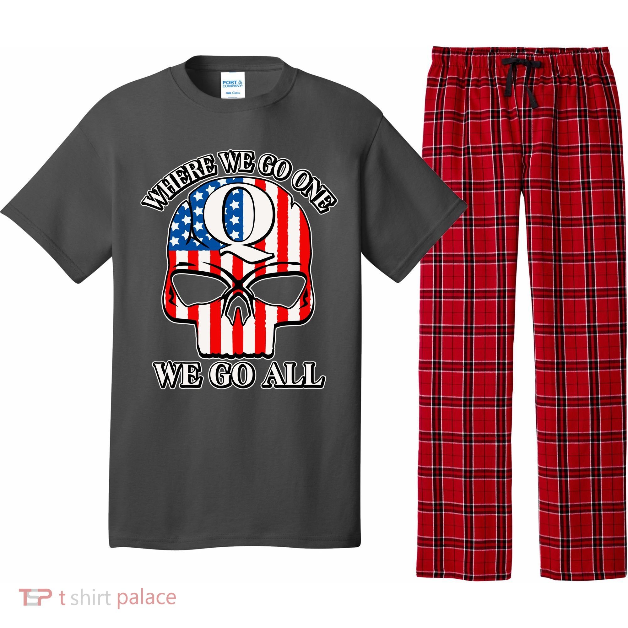 QAnon American Flag Skull Pajama Set