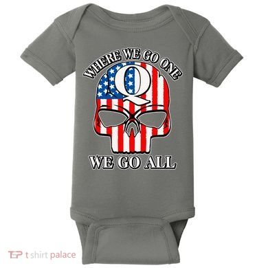 QAnon American Flag Skull Baby Bodysuit