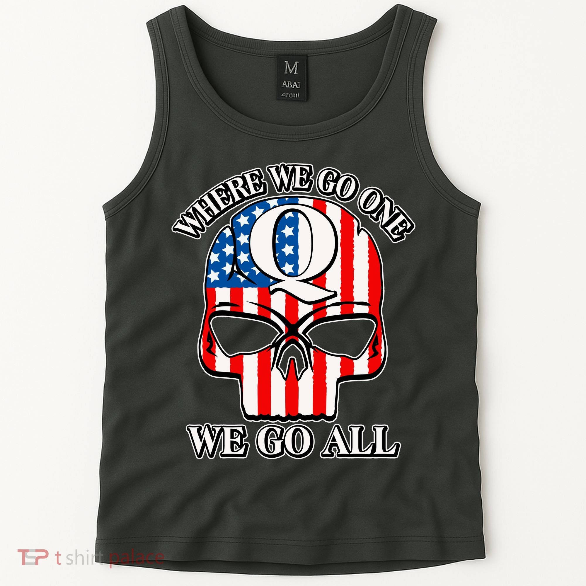 QAnon American Flag Skull Tank Top