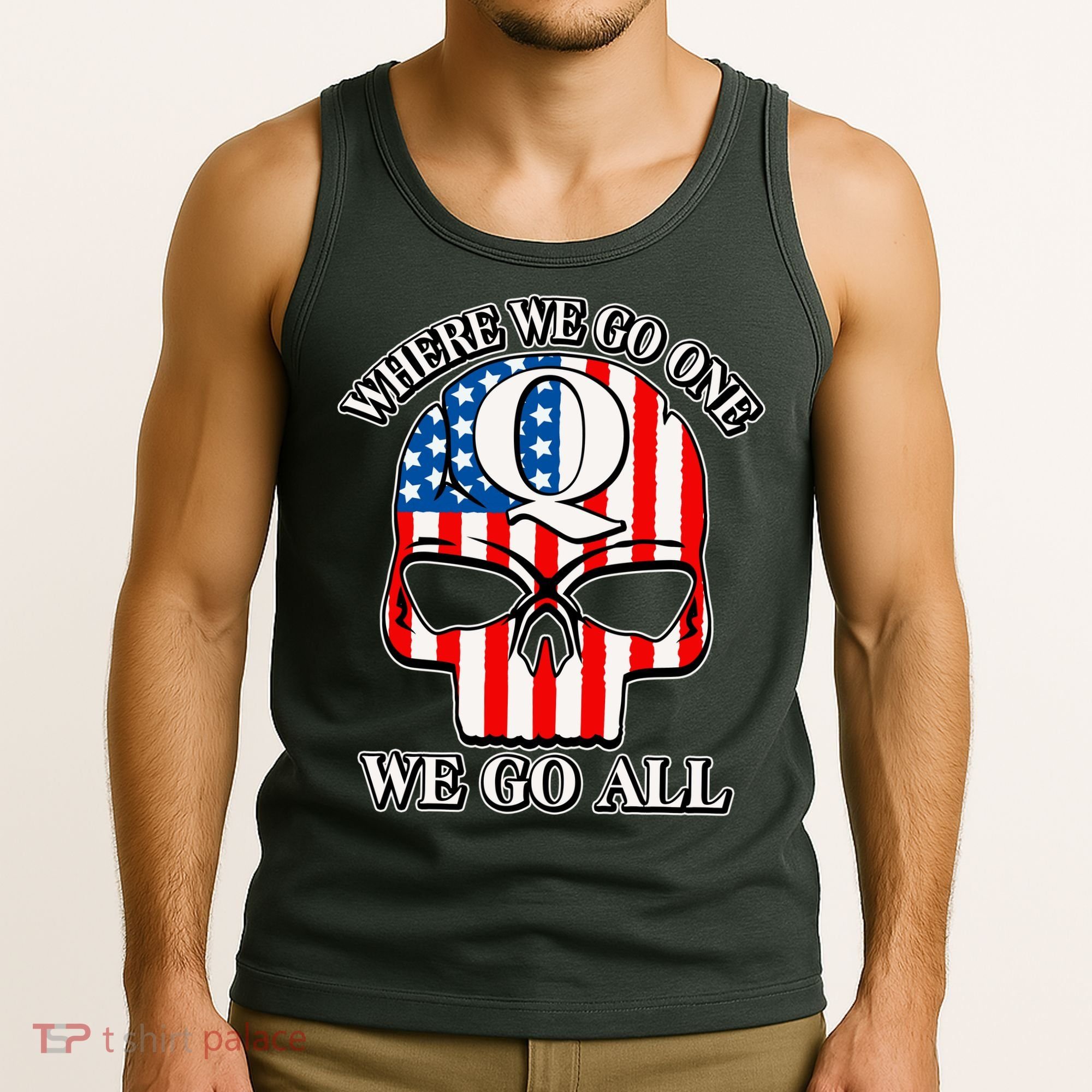 QAnon American Flag Skull Tank Top