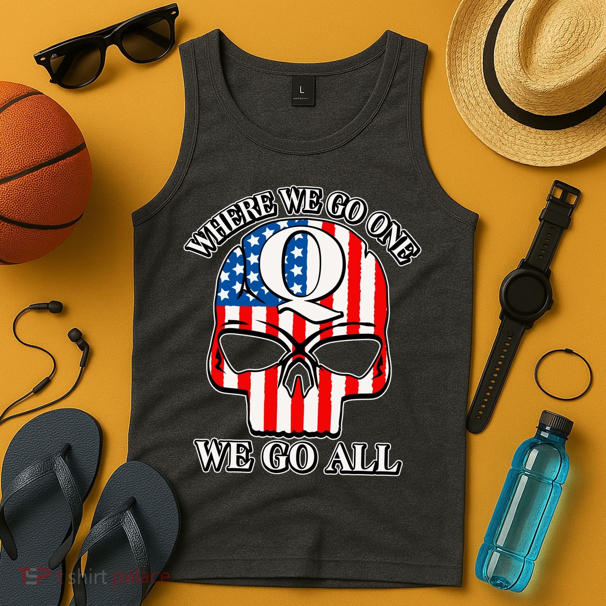 QAnon American Flag Skull Tank Top