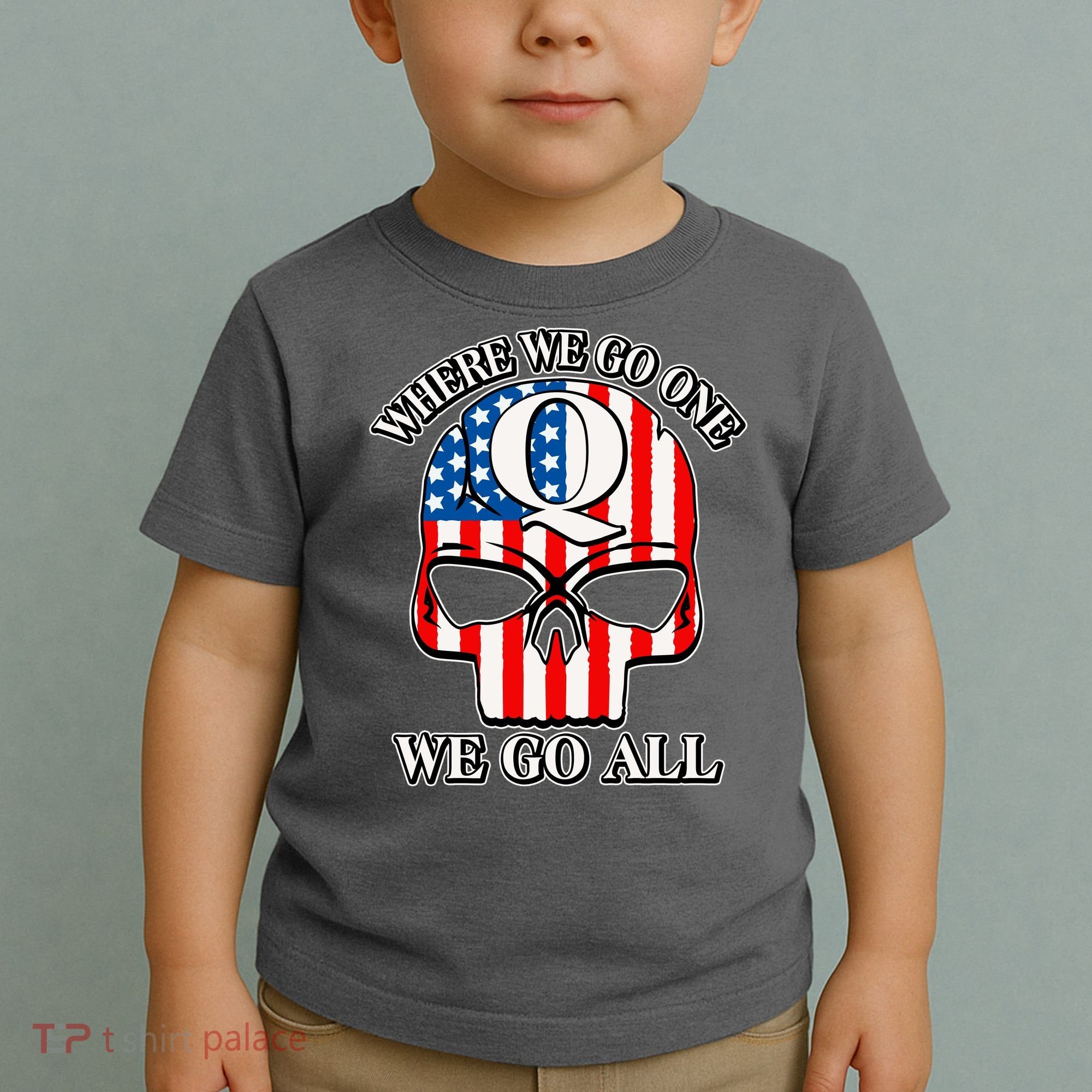 QAnon American Flag Skull Toddler T-Shirt