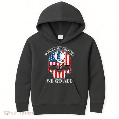 QAnon American Flag Skull Kids Hoodie