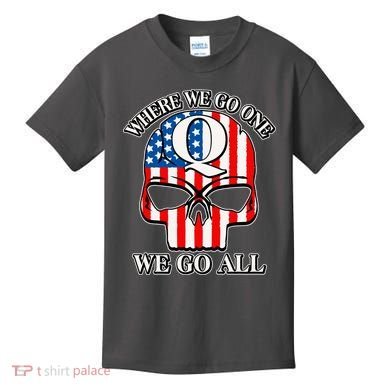 QAnon American Flag Skull Kids T-Shirt