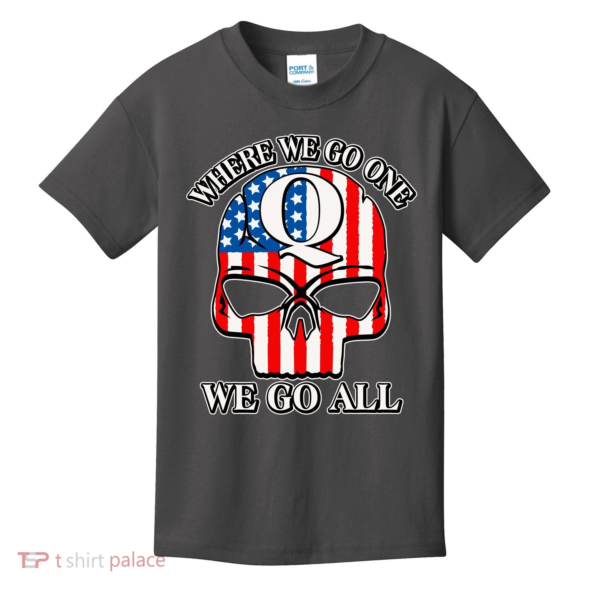 QAnon American Flag Skull Kids T-Shirt