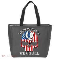 QAnon American Flag Skull Tote Bag thumb 0