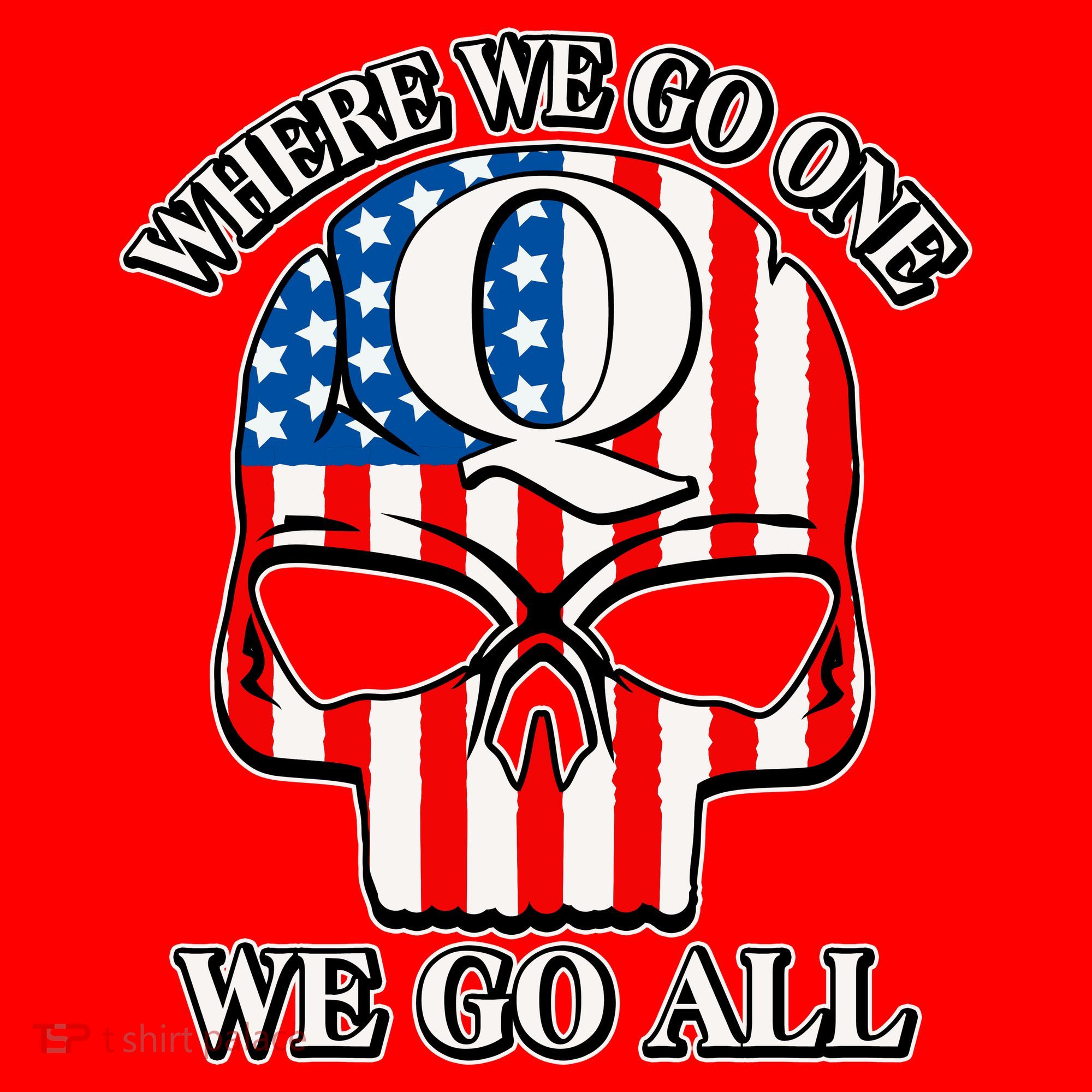 QAnon American Flag Skull Santa Hat