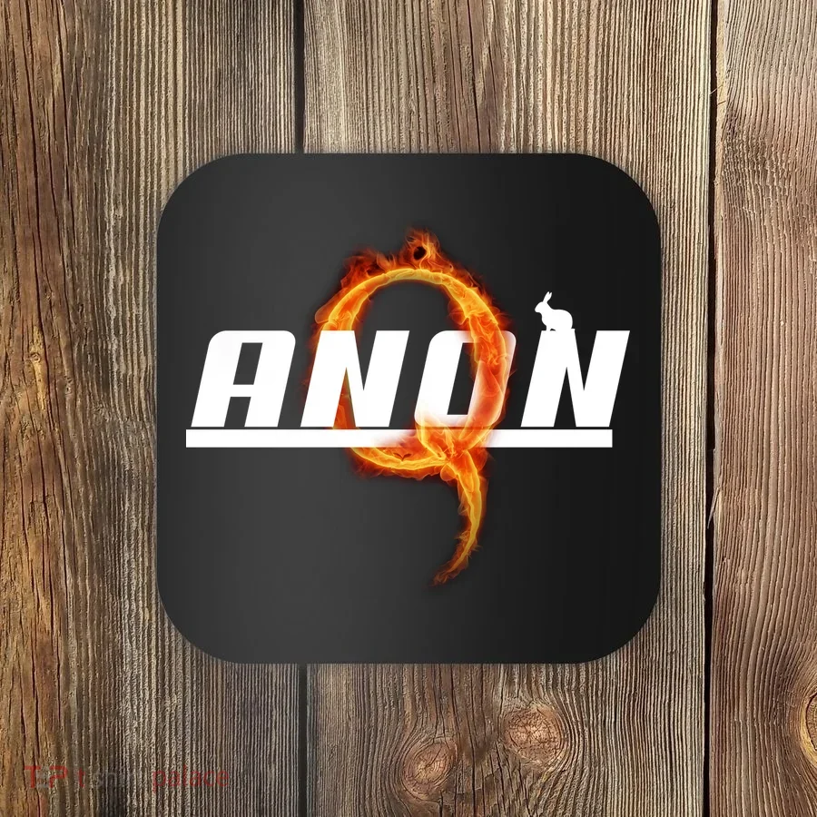 QAnon The Rabbit Storm Fire Logo Coaster