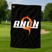 QAnon The Rabbit Storm Fire Logo Golf Towel thumb 1