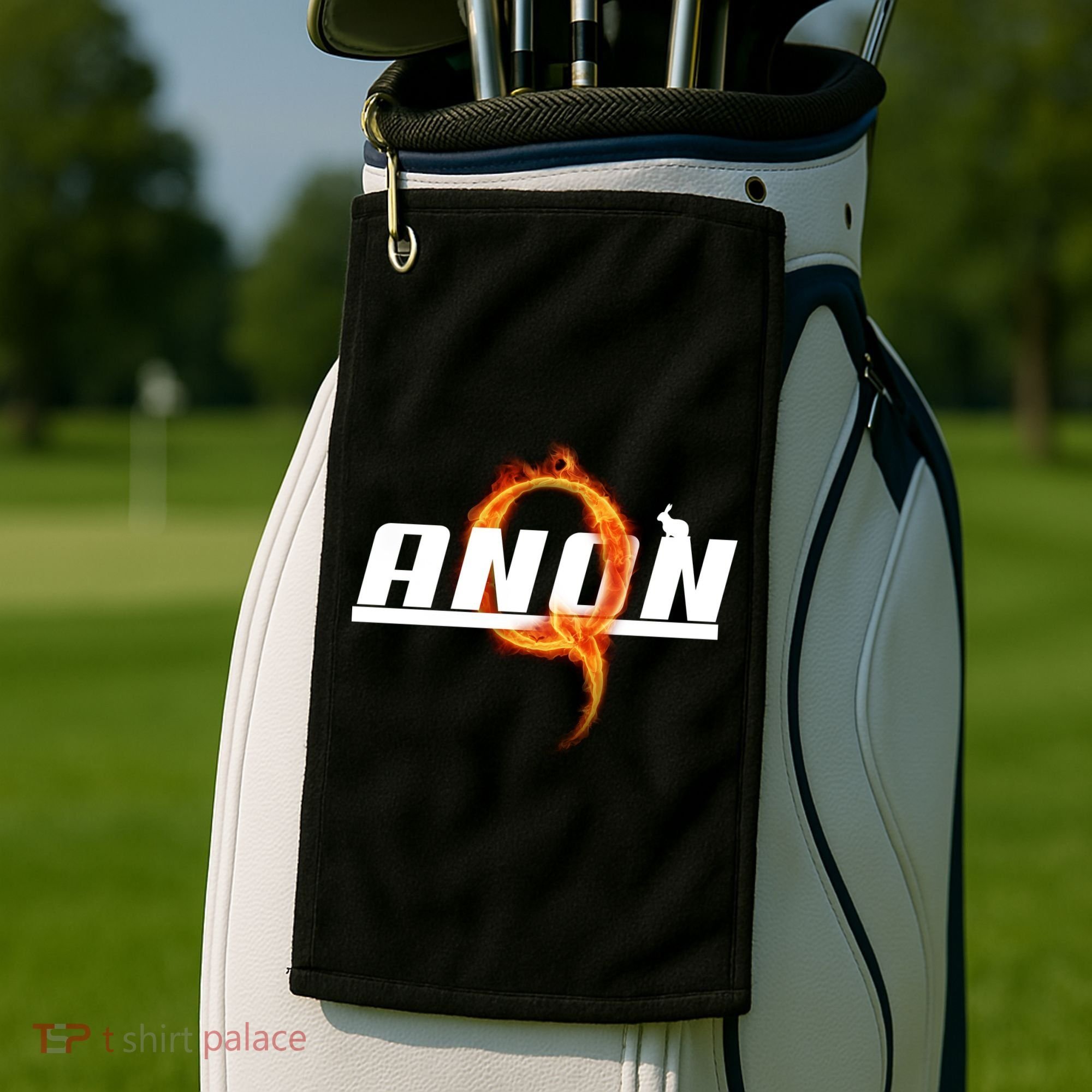 QAnon The Rabbit Storm Fire Logo Golf Towel
