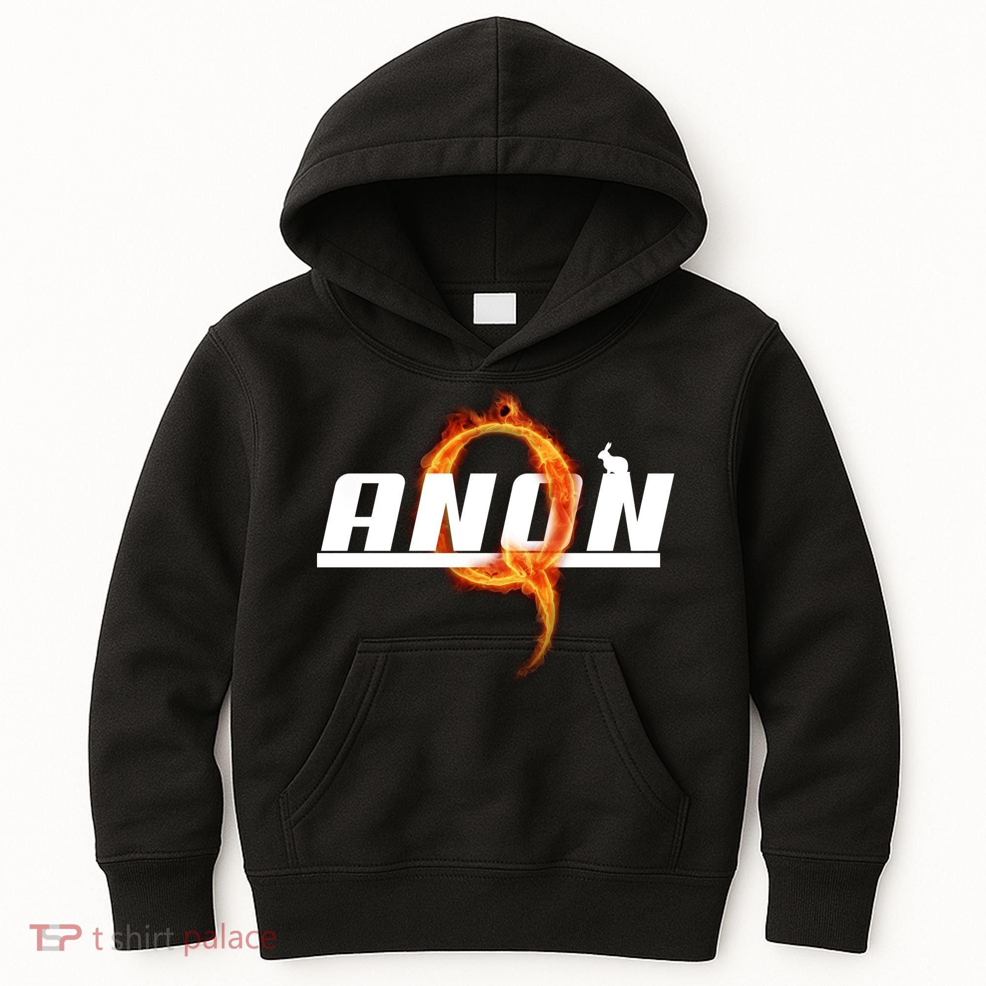 QAnon The Rabbit Storm Fire Logo Kids Hoodie