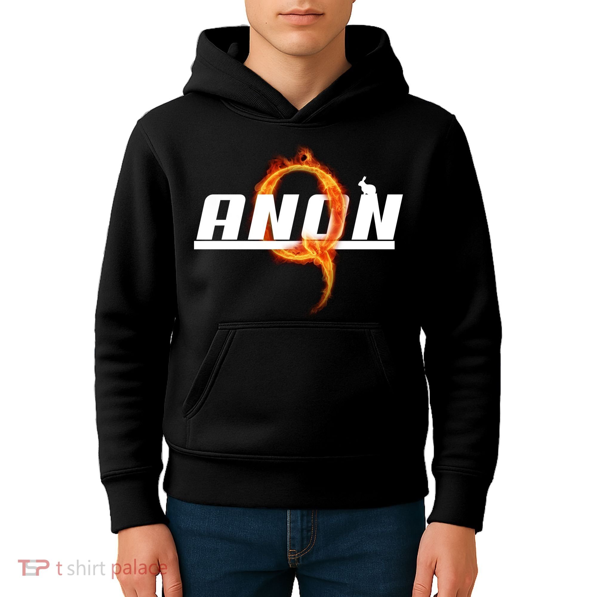 QAnon The Rabbit Storm Fire Logo Kids Hoodie