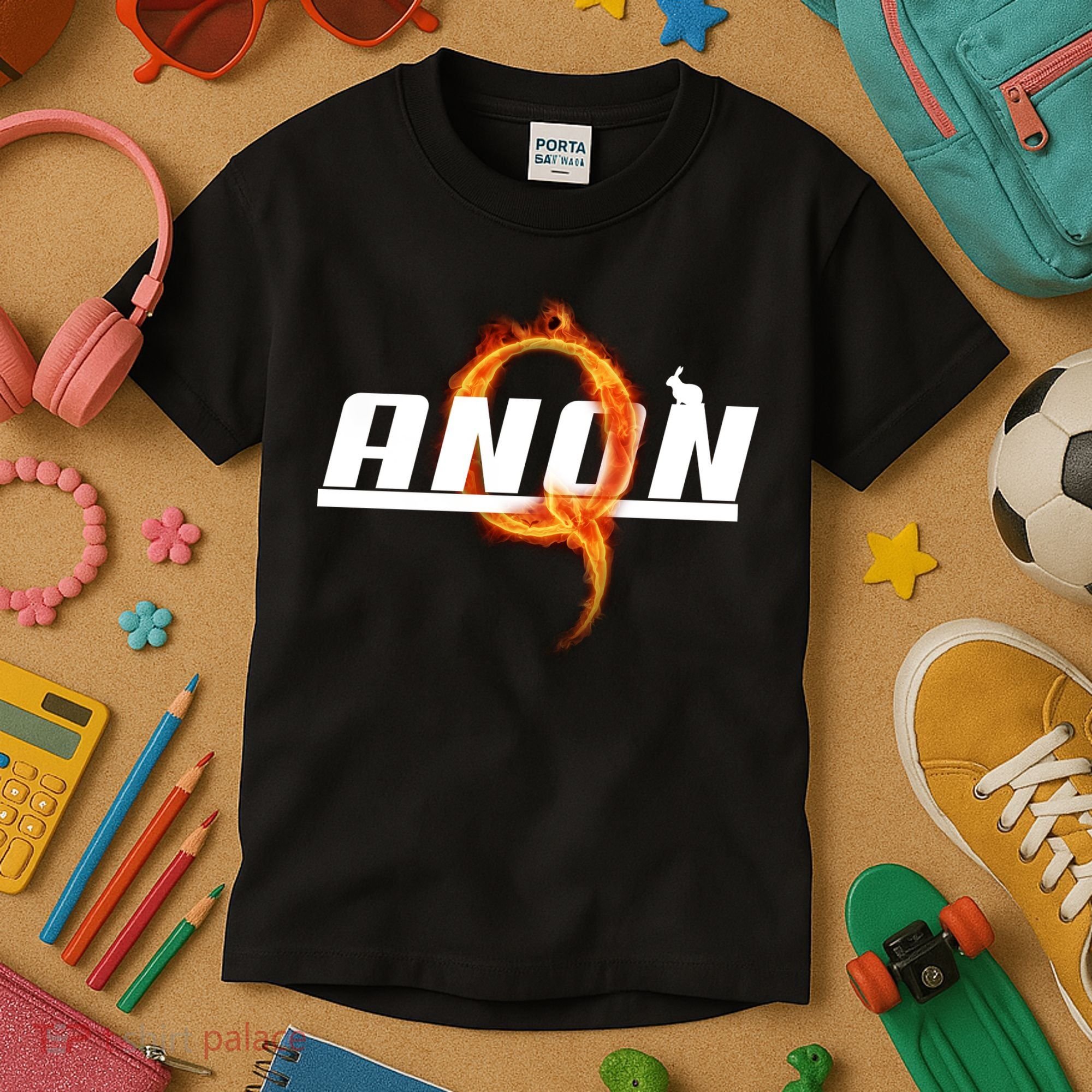 QAnon The Rabbit Storm Fire Logo Kids T-Shirt