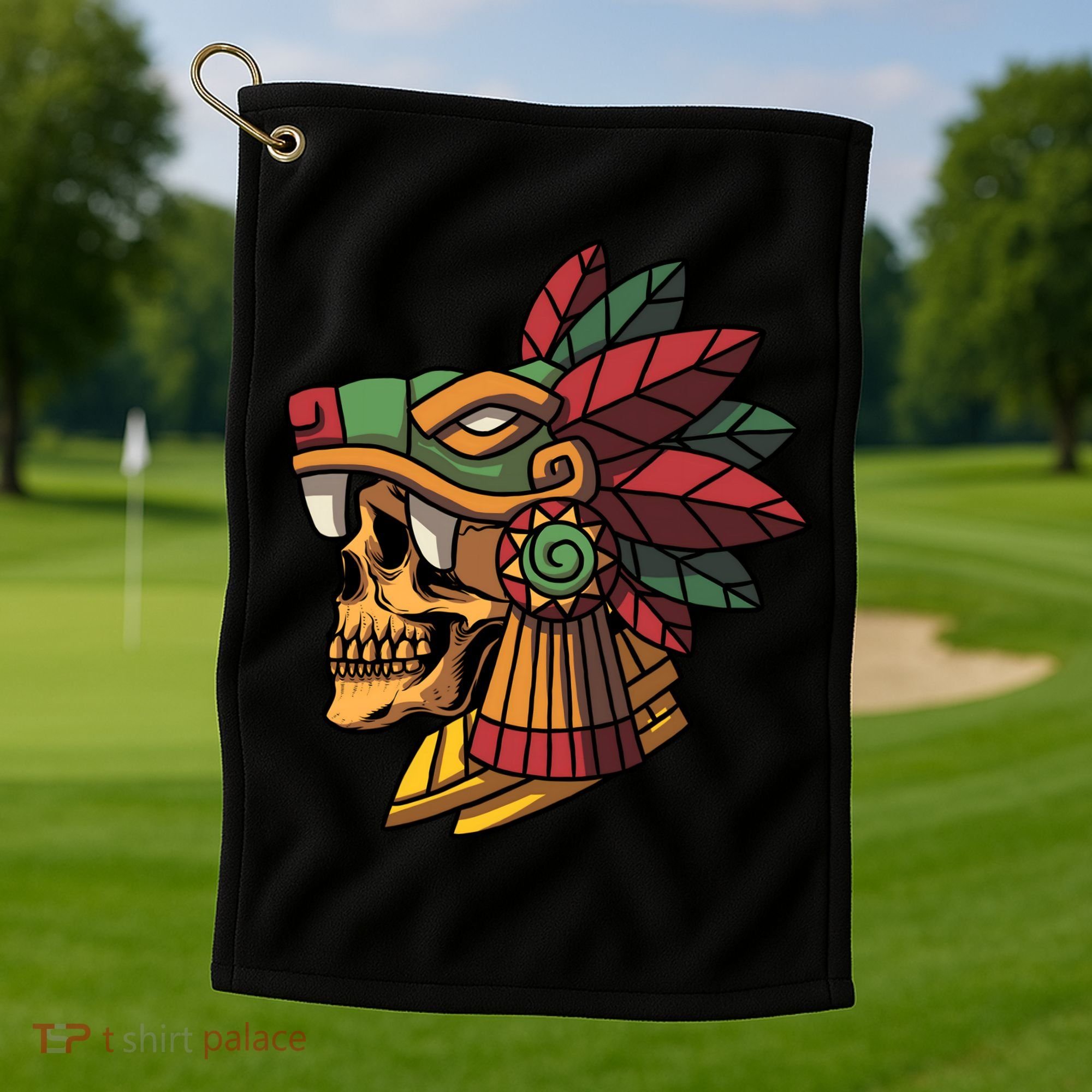 Quetzalcoatl Aztec Skull Mayan Ancient Inca Toltec Gift Golf Towel