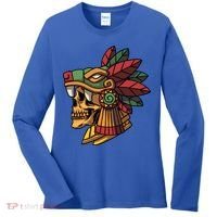 Quetzalcoatl Aztec Skull Mayan Ancient Inca Toltec Gift Women's Long Sleeve Shirt thumb 0