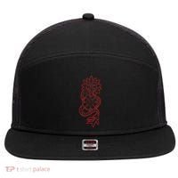 Quetzalcoatl Aztec Serpent Mayan Aztec Stone Inca Toltec 7 Panel Mesh Trucker Snapback Hat thumb 0