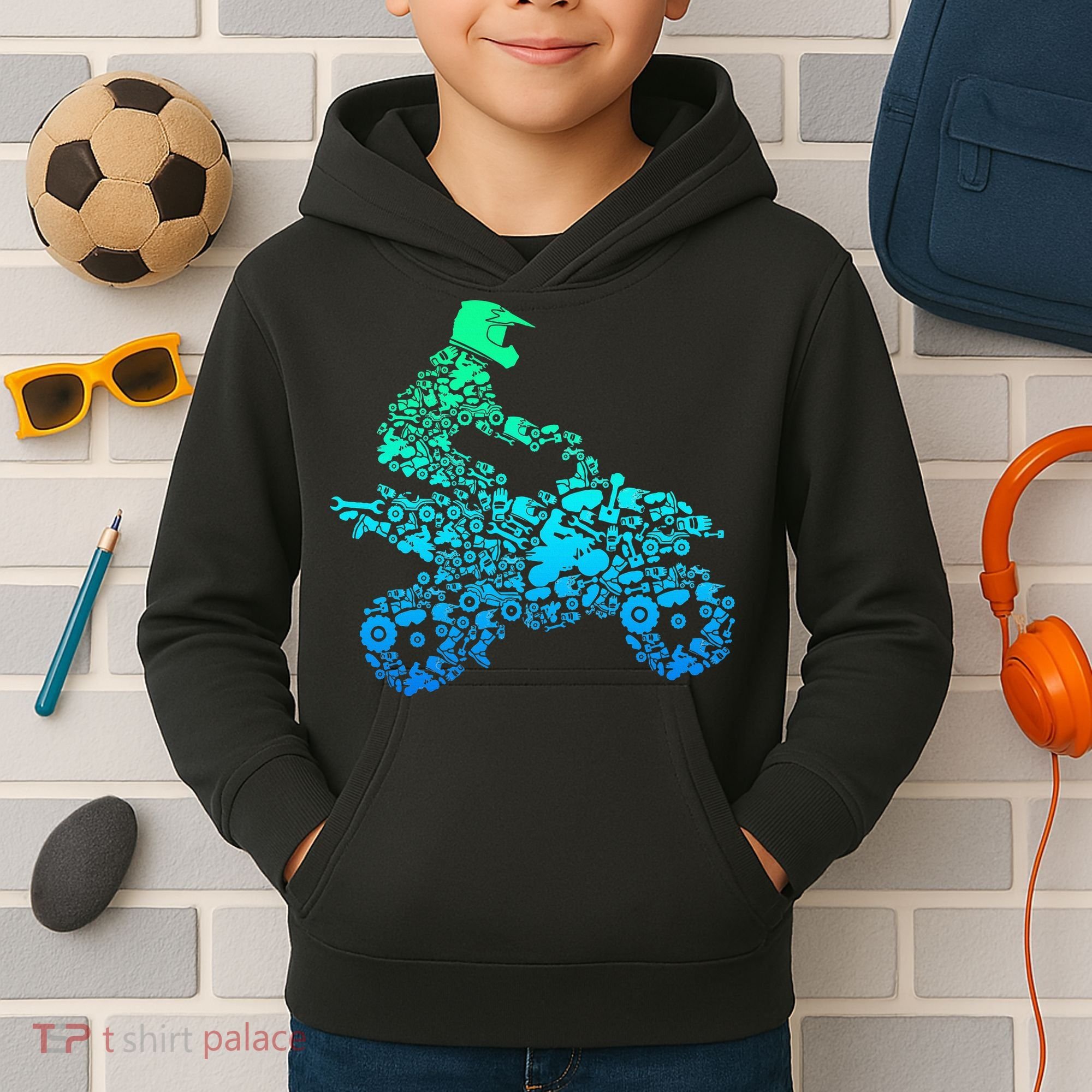 Quad Biker Atv 4 Wheeler Funny Quad Gift Kids Hoodie