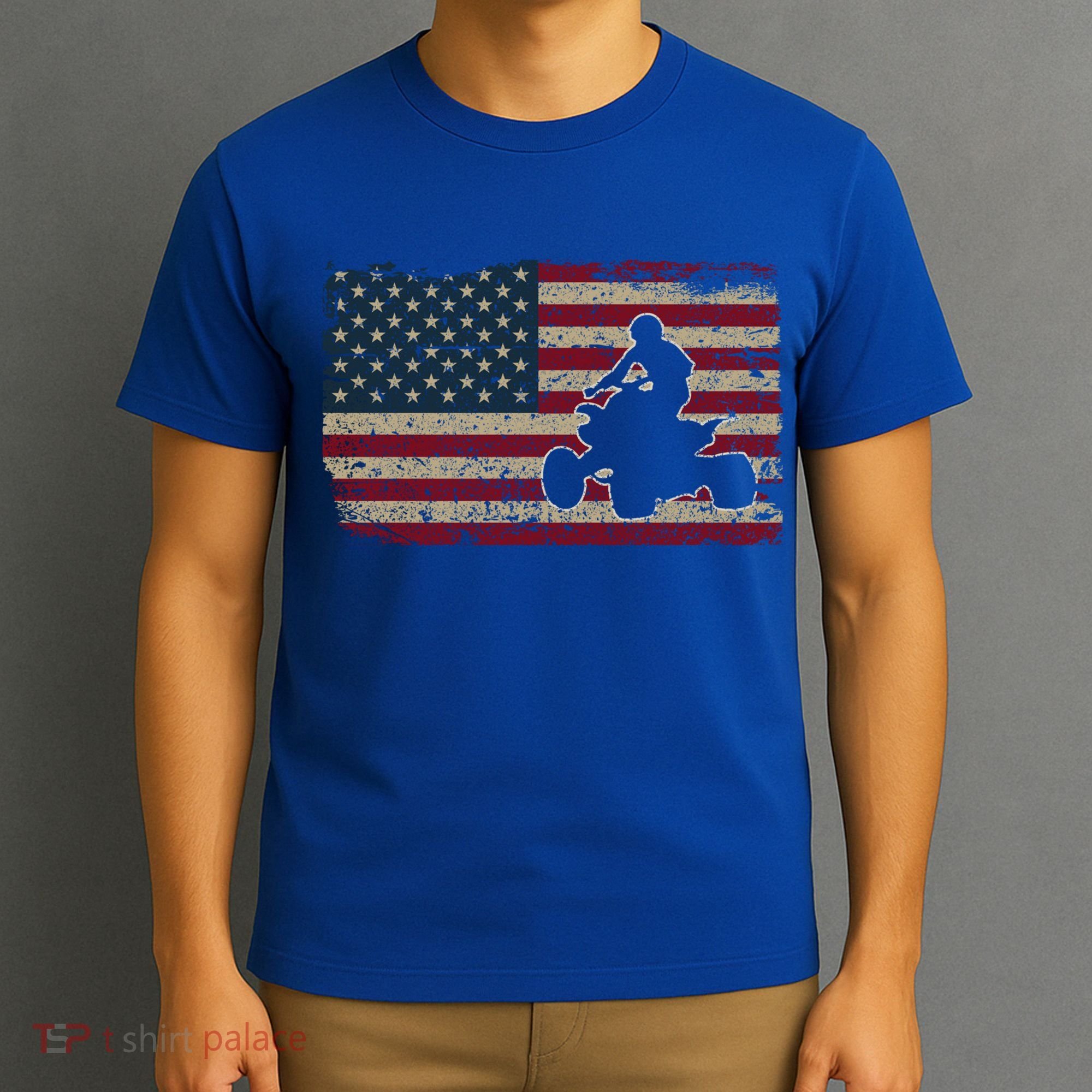Quad Biker America Flag Gift I Atv Four Wheeler Quad Bike Gift T-Shirt