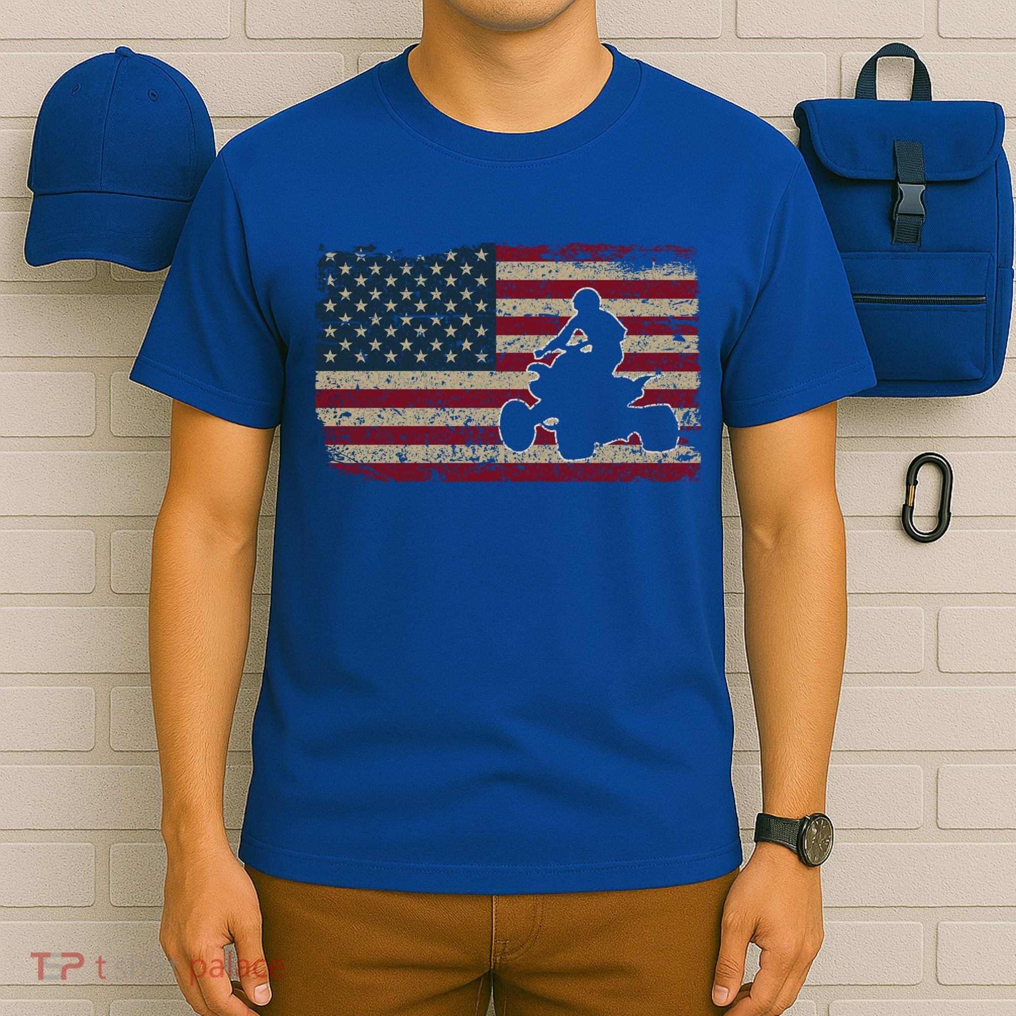 Quad Biker America Flag Gift I Atv Four Wheeler Quad Bike Gift T-Shirt