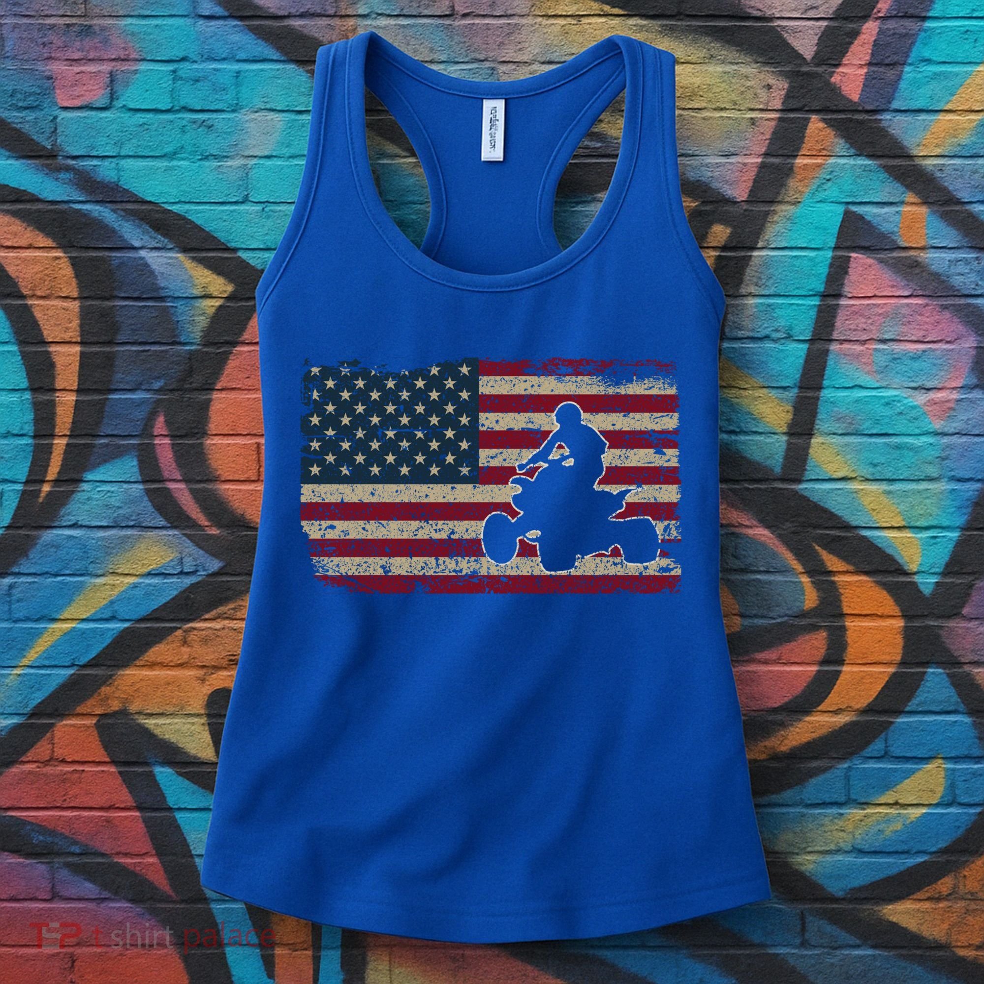Quad Biker America Flag Gift I Atv Four Wheeler Quad Bike Gift Women's Tank Top