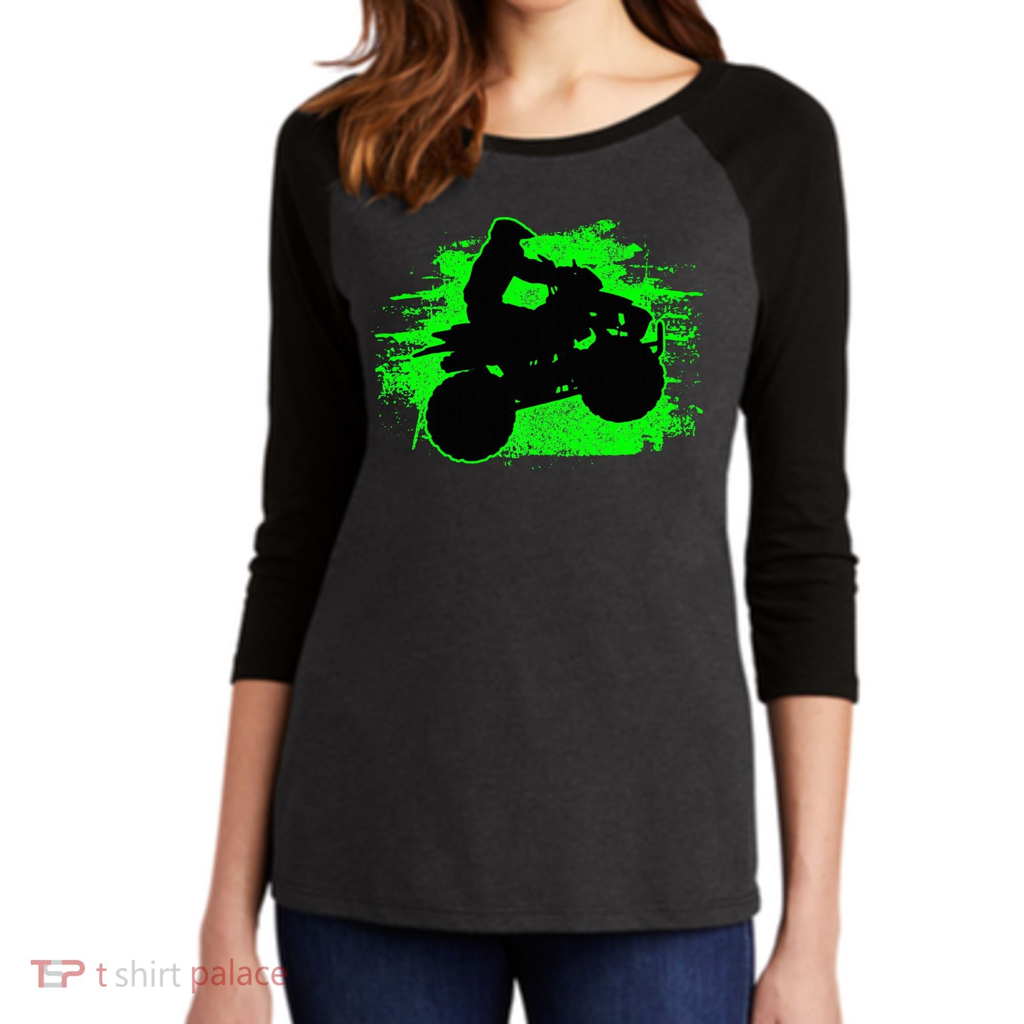 Quad Bike Atv Gift Women's Tri-Blend 3/4-Sleeve Raglan Shirt
