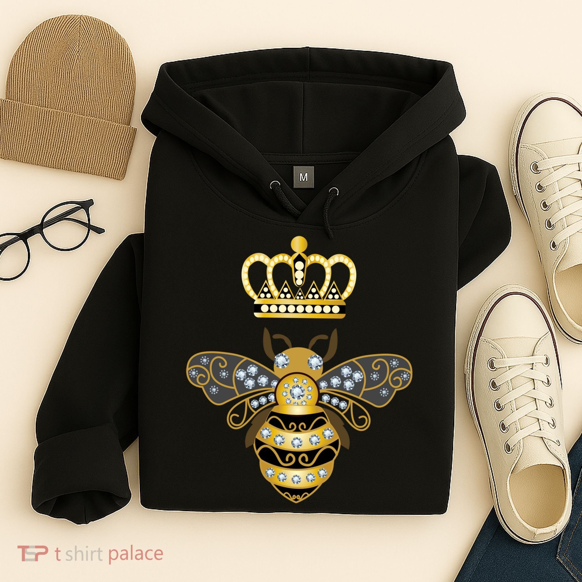 Queen Bee Crown Girl Honey Hive Beekeeping Bee Hoodie